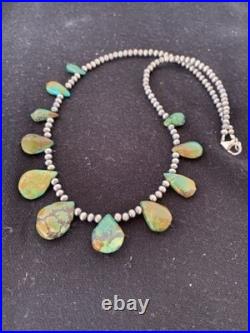 Navajo Pearls Necklace Sterling Silver & Royston Turquoise 483