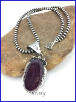 Navajo Pearls Purple Spiny Oyster Pendant Necklace Sterling Silver 4815