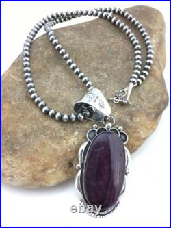 Navajo Pearls Purple Spiny Oyster Pendant Necklace Sterling Silver 4815