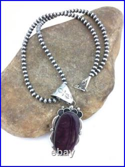 Navajo Pearls Purple Spiny Oyster Pendant Necklace Sterling Silver 4815