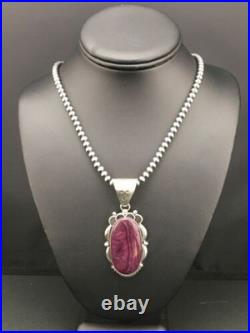 Navajo Pearls Purple Spiny Oyster Pendant Necklace Sterling Silver 4815