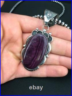 Navajo Pearls Purple Spiny Oyster Pendant Necklace Sterling Silver 4815