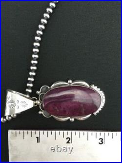 Navajo Pearls Purple Spiny Oyster Pendant Necklace Sterling Silver 4815