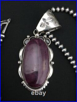 Navajo Pearls Purple Spiny Oyster Pendant Necklace Sterling Silver 4815