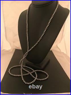 Navajo Pearls Sterling Silver 5mm Beads Necklace 48 1033