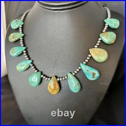 Navajo Pearls Sterling Silver Blue Turquoise Necklace 14300N
