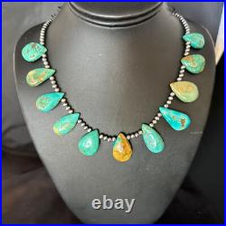 Navajo Pearls Sterling Silver Blue Turquoise Necklace 14300N