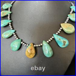 Navajo Pearls Sterling Silver Blue Turquoise Necklace 14300N