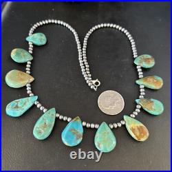 Navajo Pearls Sterling Silver Blue Turquoise Necklace 14300N
