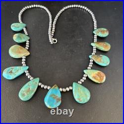 Navajo Pearls Sterling Silver Blue Turquoise Necklace 14300N