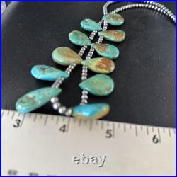 Navajo Pearls Sterling Silver Blue Turquoise Necklace 14300N
