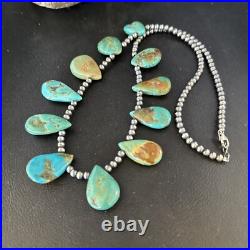 Navajo Pearls Sterling Silver Blue Turquoise Necklace 14300N