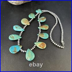 Navajo Pearls Sterling Silver Blue Turquoise Necklace 14300N