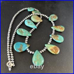 Navajo Pearls Sterling Silver Blue Turquoise Necklace 14300N