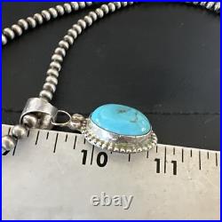 Navajo Pearls Sterling Silver Kingman Pendant Turquoise Necklace 17134