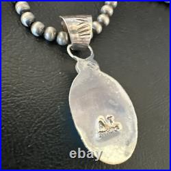 Navajo Pearls Sterling Silver Kingman Pendant Turquoise Necklace 17134