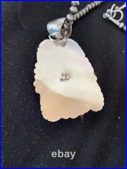 Navajo Pearls Sterling Silver Kingman Turquoise Necklace Pendant 00809