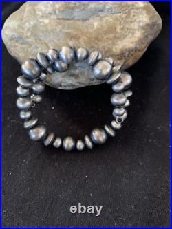 Navajo Pearls Sterling Silver Mixed Bead Stainless Wrap Bracelet 8 11808