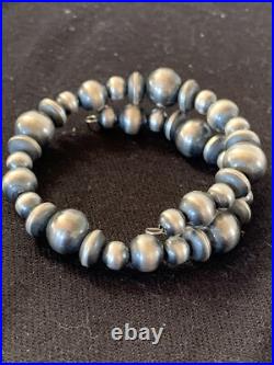 Navajo Pearls Sterling Silver Mixed Bead Stainless Wrap Bracelet 8 11808