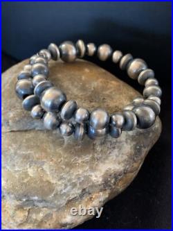 Navajo Pearls Sterling Silver Mixed Bead Stainless Wrap Bracelet 8 11808