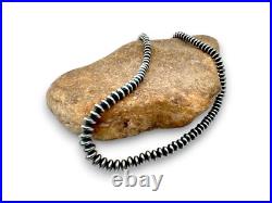 Navajo Pearls Sterling Silver Rondelles Saucer Flat Bead Necklace 6mm 18 60618 Navajo Pearls Sterling Silver Rondelles Saucer Flat Bead Necklace 6mm 18 60618