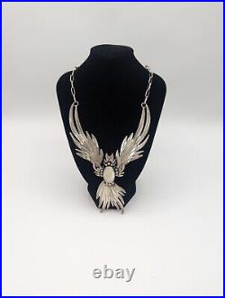 Navajo Phoenix DR Sterling Silver Necklace Articulated Feather MOP 56.95 gr