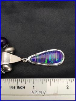 Navajo Purple Sugilite Necklace with Gilson Opal Pendant Sterling Silver 23