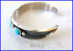 Navajo Reed Charley Turquoise Cuff Bracelet 925 Sterling Silver Shadowbox Look