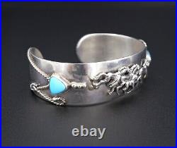 Navajo Richard Begay Sterling Silver Turquoise Horse Cuff Bracelet 6.5 BS2661