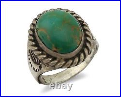 Navajo Ring. 925 Silver Blue Gem Turquoise Native American Signed C. 80's