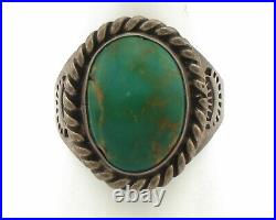 Navajo Ring. 925 Silver Blue Gem Turquoise Native American Signed C. 80's