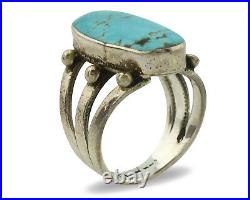 Navajo Ring. 925 Silver Blue Turquoise Artist Signed LY C. 1980's