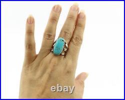 Navajo Ring. 925 Silver Blue Turquoise Artist Signed LY C. 1980's