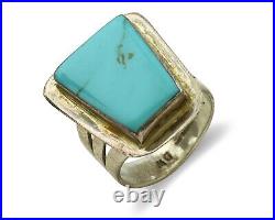 Navajo Ring. 925 Silver Kingman Turquoise Artist Signed DW C. 1980's