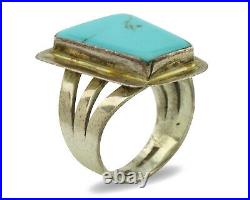 Navajo Ring. 925 Silver Kingman Turquoise Artist Signed DW C. 1980's