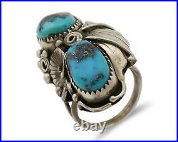 Navajo Ring 925 Silver Morenci Turquoise Native American Artist C. 80's