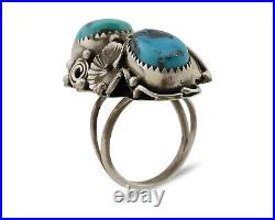 Navajo Ring 925 Silver Morenci Turquoise Native American Artist C. 80's