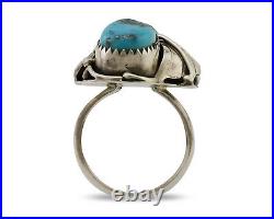 Navajo Ring 925 Silver Morenci Turquoise Native American Artist C. 80's