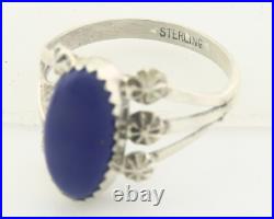 Navajo Ring 925 Sterling Natural Lapis Handmade Native Artist C. 80's Navajo Ring 925 Sterling Natural Lapis Handmade Native Artist C. 80's