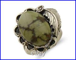 Navajo Ring 925 Sterling Silver Green Turquoise Native American Artist C. 80s
