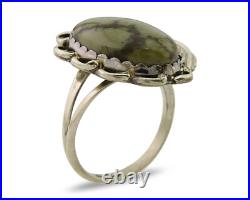 Navajo Ring 925 Sterling Silver Green Turquoise Native American Artist C. 80s