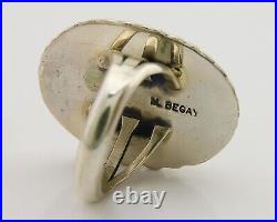 Navajo Ring 925 Sterling Silver Natural Turquoise Signed Mike Begay C. 80's