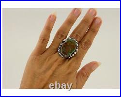 Navajo Ring 925 Sterling Silver Natural Turquoise Signed Mike Begay C. 80's