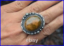 Navajo Ring Sonoran Turquoise Signed R Yazzie Native American Handmade size 9