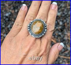Navajo Ring Sonoran Turquoise Signed R Yazzie Native American Handmade size 9