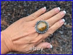 Navajo Ring Sonoran Turquoise Signed R Yazzie Native American Handmade size 9