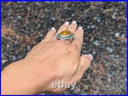Navajo Ring Sonoran Turquoise Signed R Yazzie Native American Handmade size 9