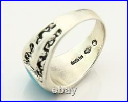 Navajo Ring Sterling Silver Natural Blue Turquoise Vintage Signed SC Size 10.5