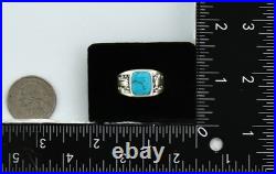 Navajo Ring Sterling Silver Natural Blue Turquoise Vintage Signed SC Size 10.5