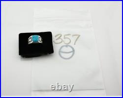 Navajo Ring Sterling Silver Natural Blue Turquoise Vintage Signed SC Size 10.5